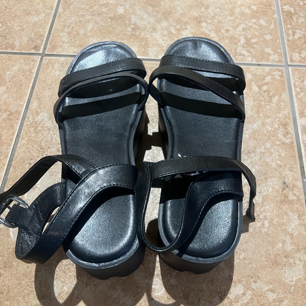 Chunky Black Platform Sandals